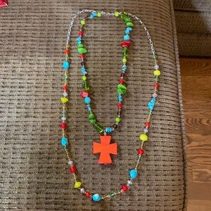 🎄Adjustable length beaded necklace with Red Cross